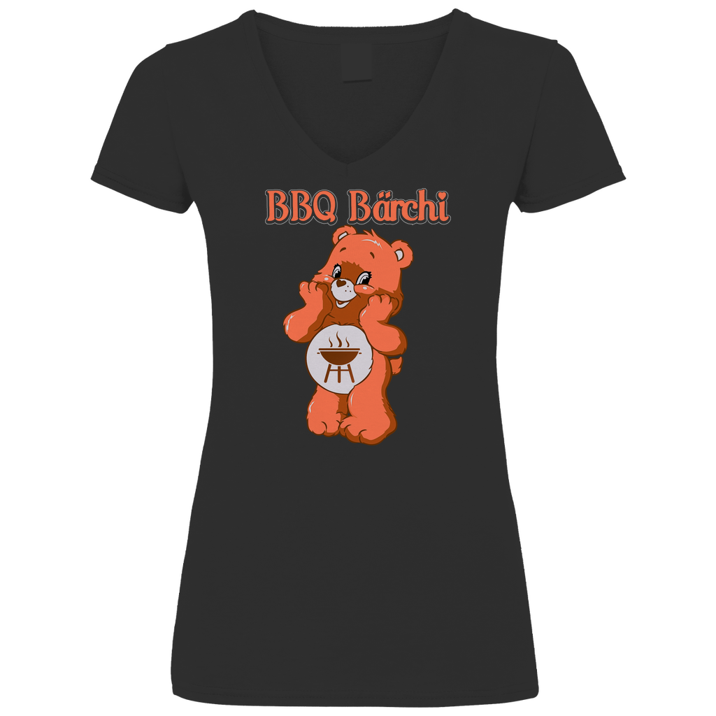 BBQ Bärchi - Glücksbärchi - V-Neck Damenshirt Black
