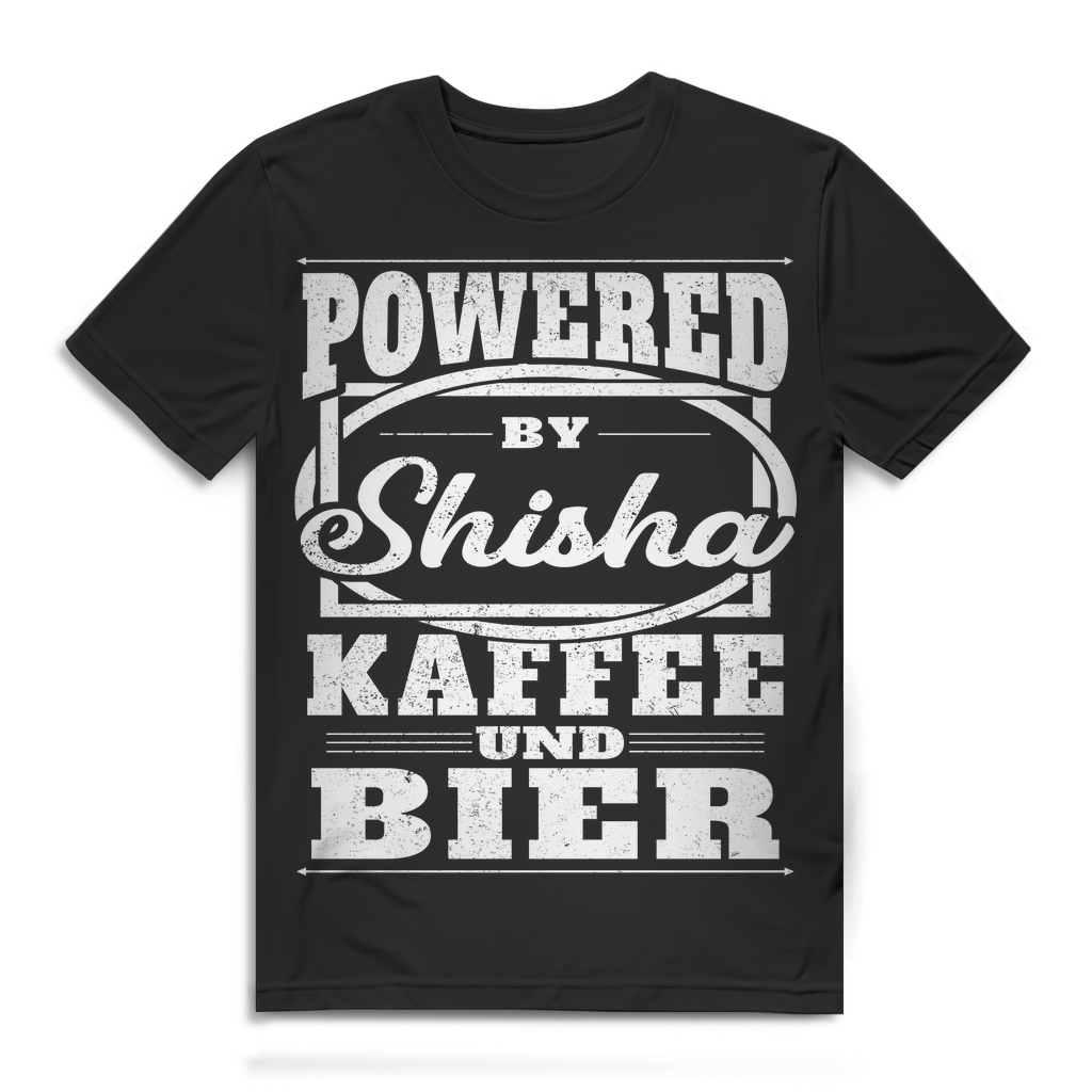 Herren T-Shirt Powered by Shisha Kaffee und Bier Bio Baumwolle Black
