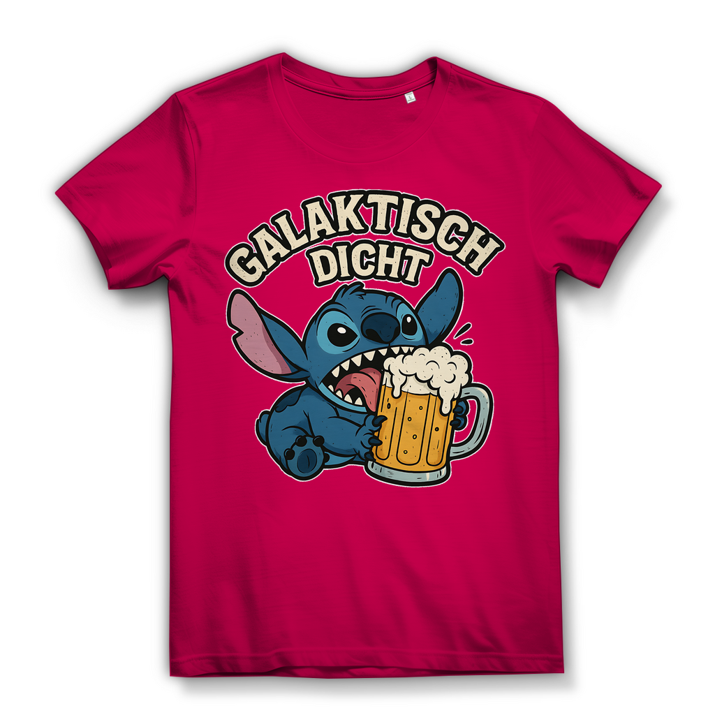 Stitch Galaktisch Dicht Bier Alien - Damen Premium Bio T-Shirt Fuchsia