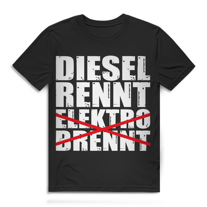 Verbrenner Shirt Männer – Diesel rennt Elektro brennt – Dieselfahrer Auto Spruch