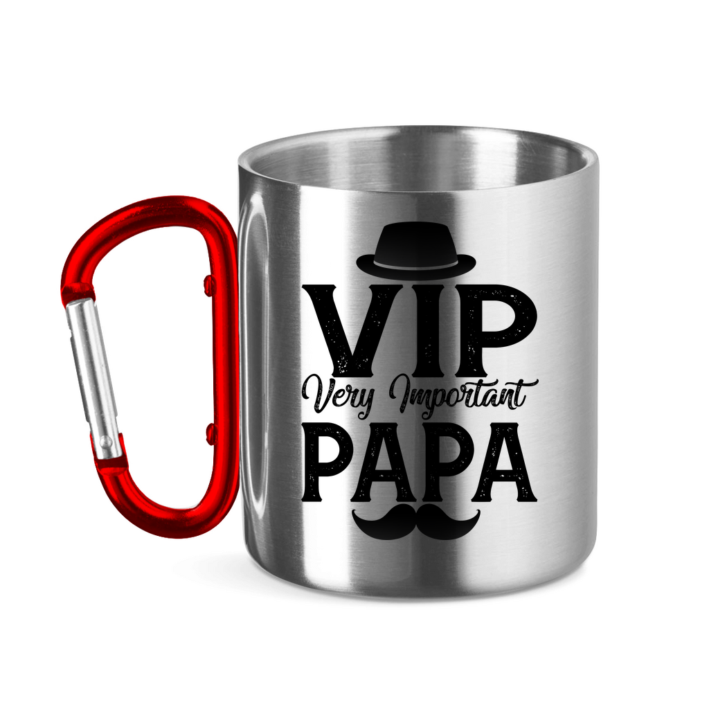 VIP very important Papa - Edelstahltasse mit Karabinergriff Red 320 ml