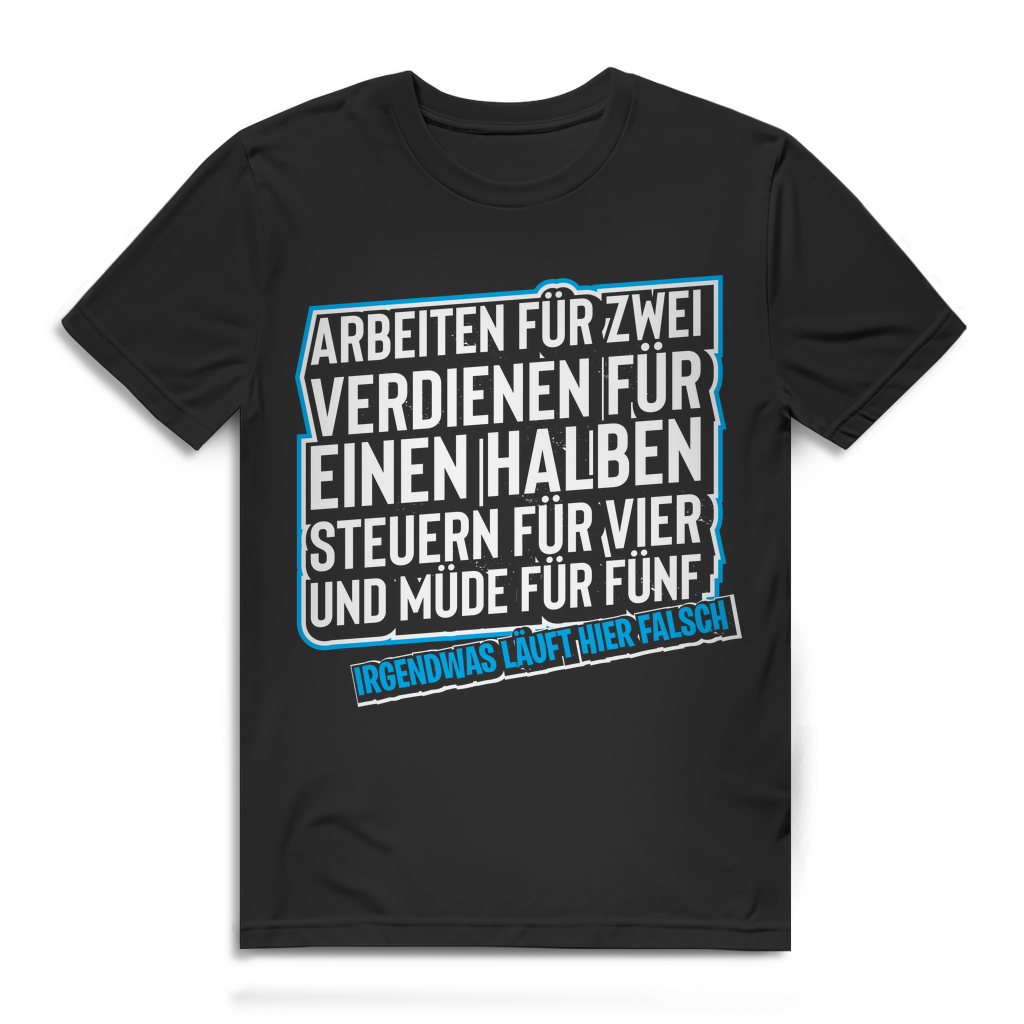 Lustiges Arbeit Spruch T-Shirt Herren – Überarbeitet Müde Steuern Geschenk Job Black