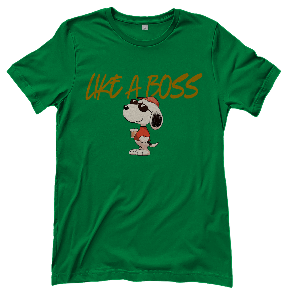 Peanuts Snoopy mit Bier Like a Boss - Damenshirt Kelly Green