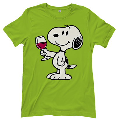 Snoopy mit Wein -  Die Peanuts - Damenshirt