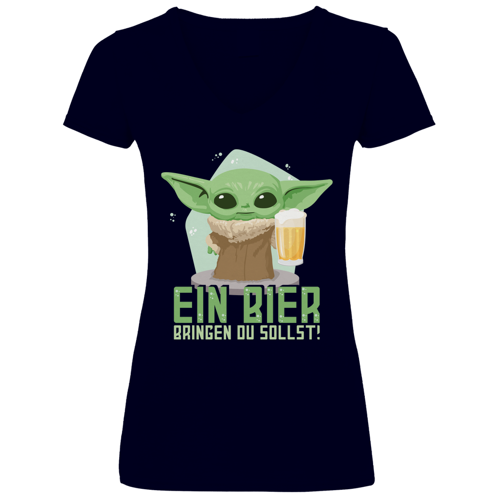 Ein Bier bringen du sollst Baby Yoda Grogu - V-Neck Damenshirt