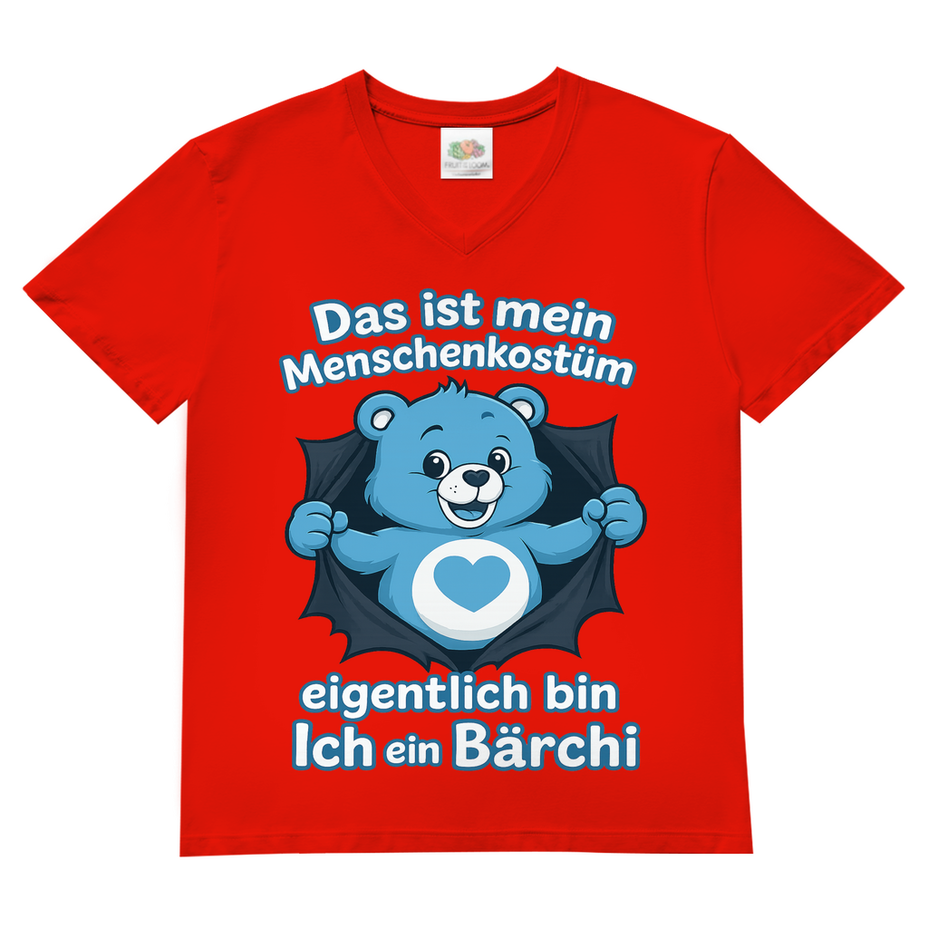 Glücksbärchi Verkleidung Herren Shirt Kindheitsheld Bio Red