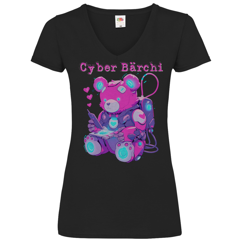 Cyber Bärchi - Glücksbärchi - V-Neck Damenshirt