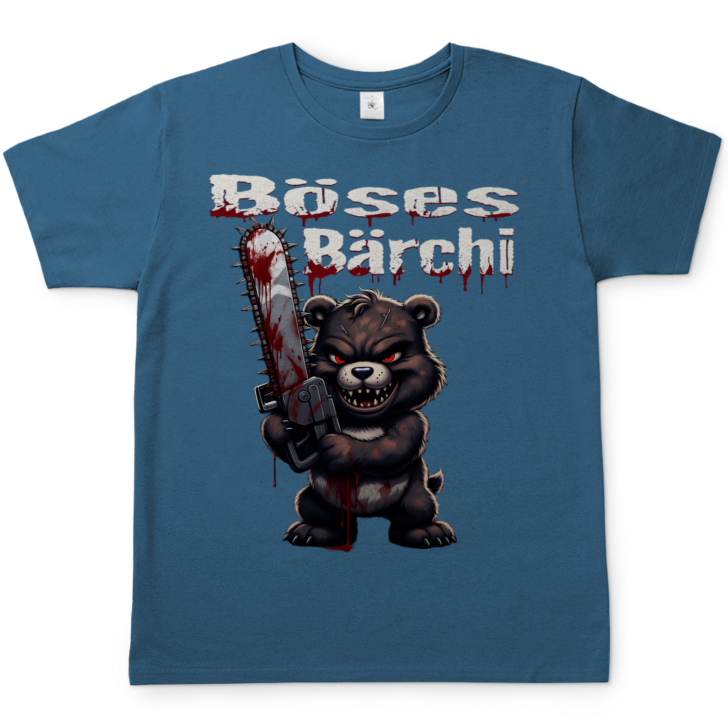 Böses Bärchi Kettensäge Herren T-Shirt Stone Blue