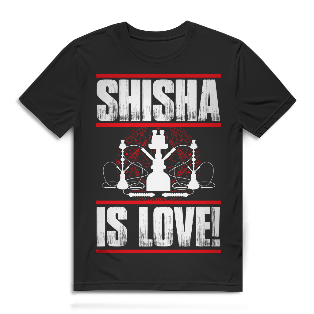 Herren T-Shirt Shisha is Love Wasserpfeife Shirt Bio Baumwolle Black