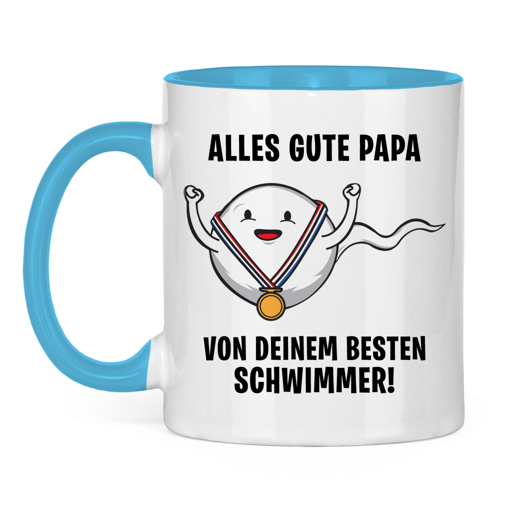 Alles gute Papa von deinem besten Schwimmer! - Tasse zweifarbig Light Blue