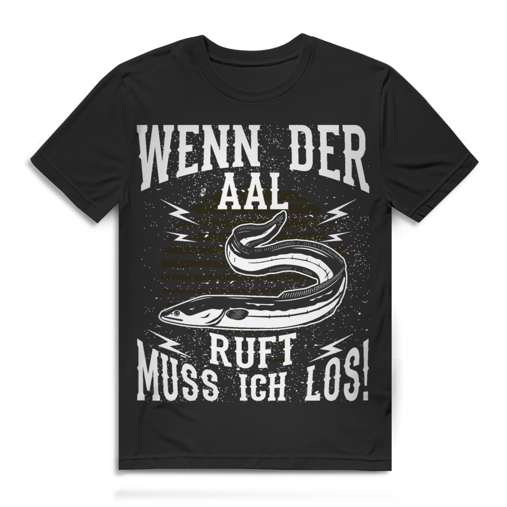 Herren T-Shirt Wenn der Aal ruft muss ich los Aal Angler Shirt Black