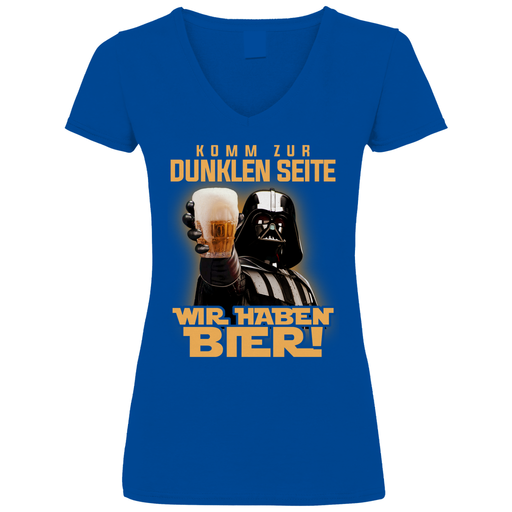 Komm zur dunklen Seite wir haben Bier Darth Vader - V-Neck Damenshirt