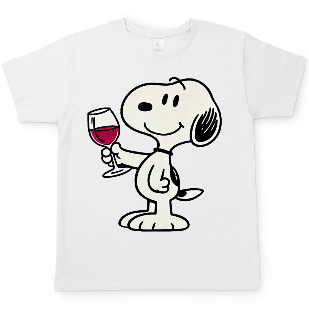Snoopy mit Wein - Die Peanuts - Herren Shirt White