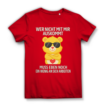 Damen Premium Bio T-Shirt Wer nicht mit mir auskommt Glücksbärchi Red