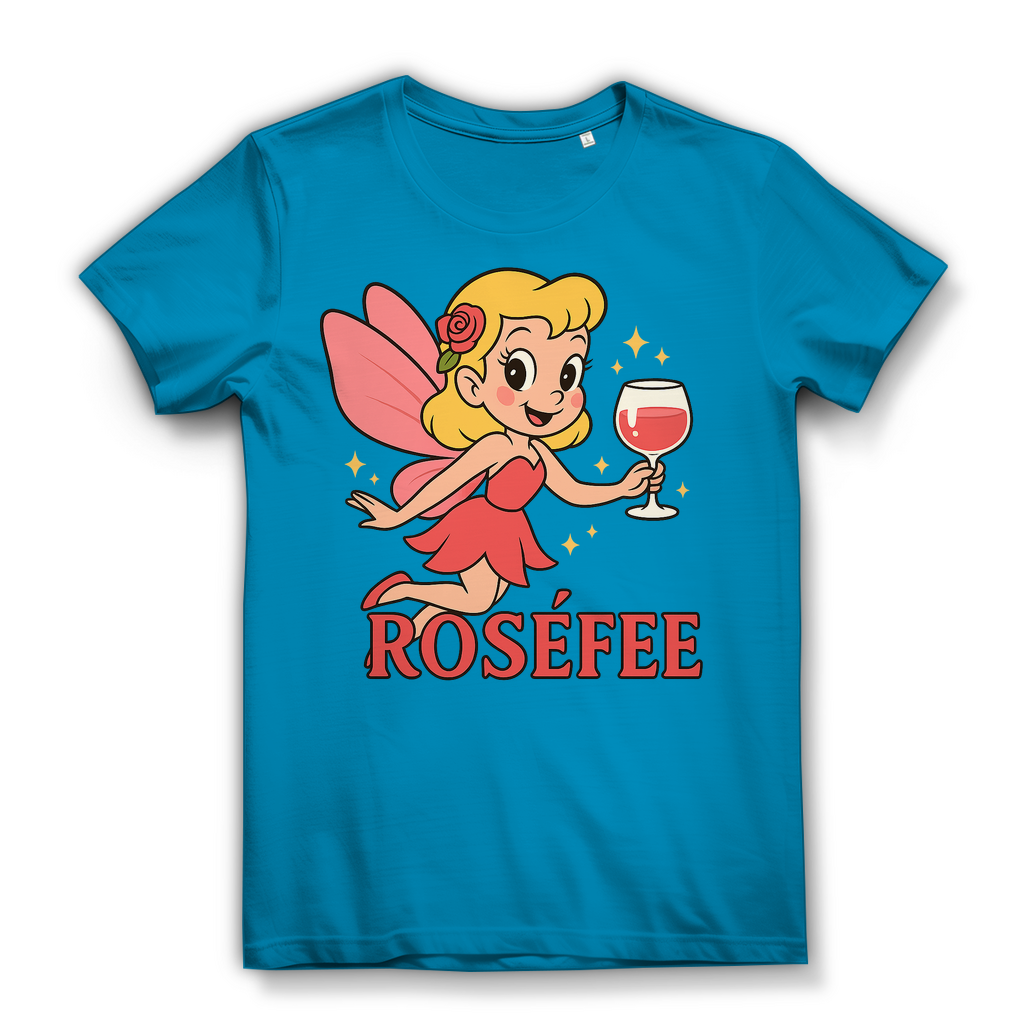 Damen Premium Bio T-Shirt ROSÉFEE – Rosé Wein Fee Motiv aus 100 % Bio-Baumwolle