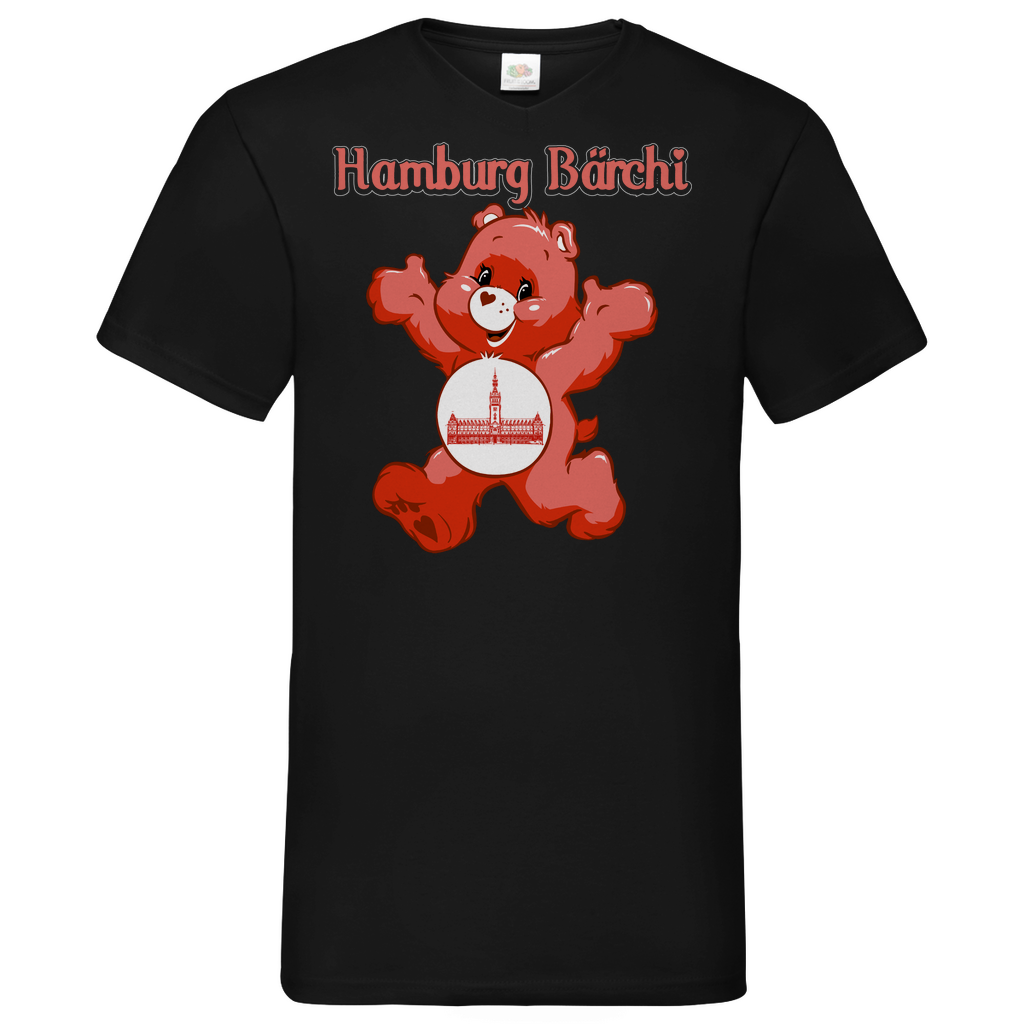 Hamburg Bärchi - Glücksbärchi - Herren V-Neck Shirt Black