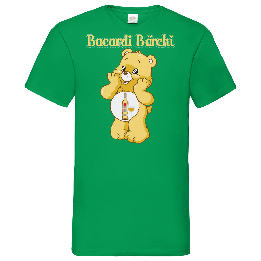 Bacardi Bärchi - Glücksbärchi - Herren V-Neck Shirt Kelly Green