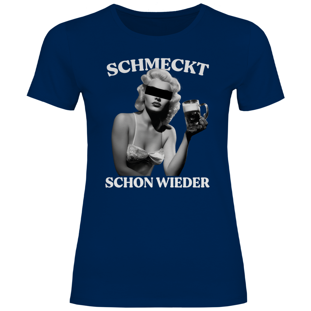 Schmeckt schon wieder - Damenshirt Navy