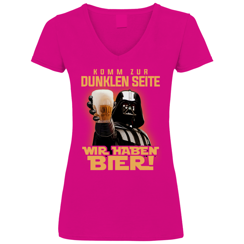 Komm zur dunklen Seite wir haben Bier Darth Vader - V-Neck Damenshirt