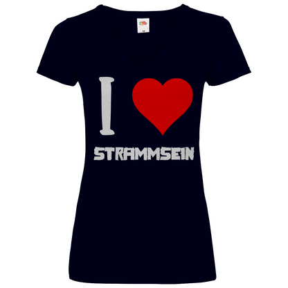 I love Strammsein - V-Neck Damenshirt Deep Navy