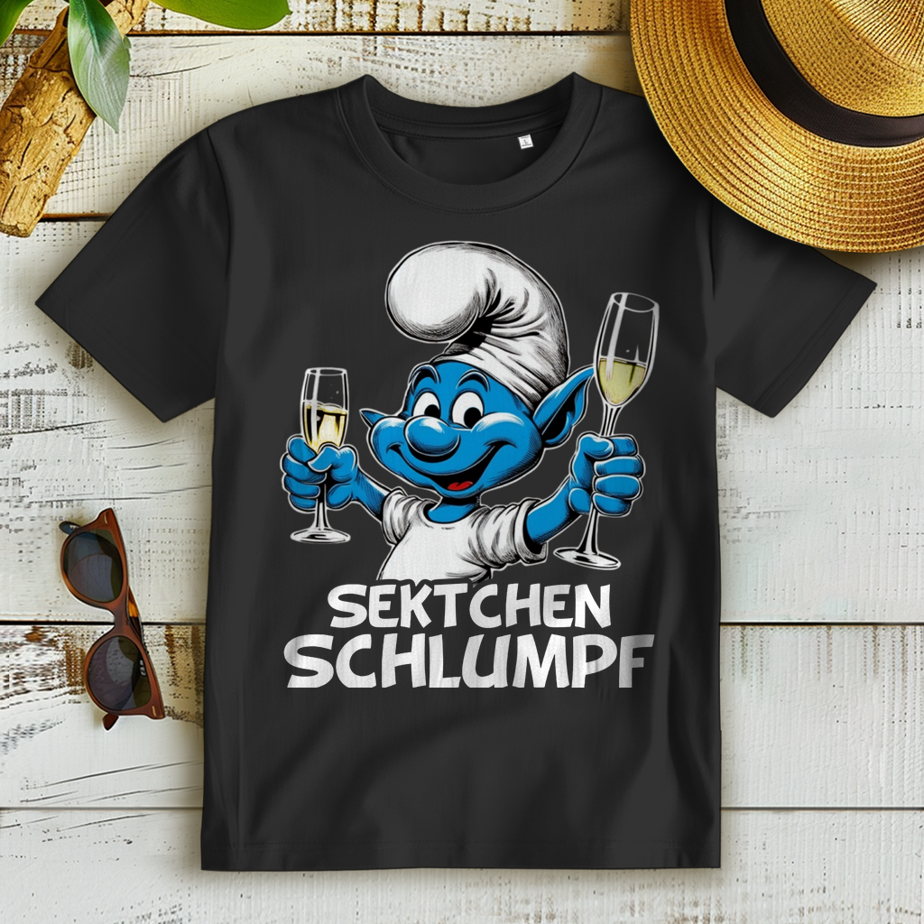 Sektchen Sekt Schlumpf die Schlümpfe - Damen Premium Bio T-Shirt Farbe Schwarz Black