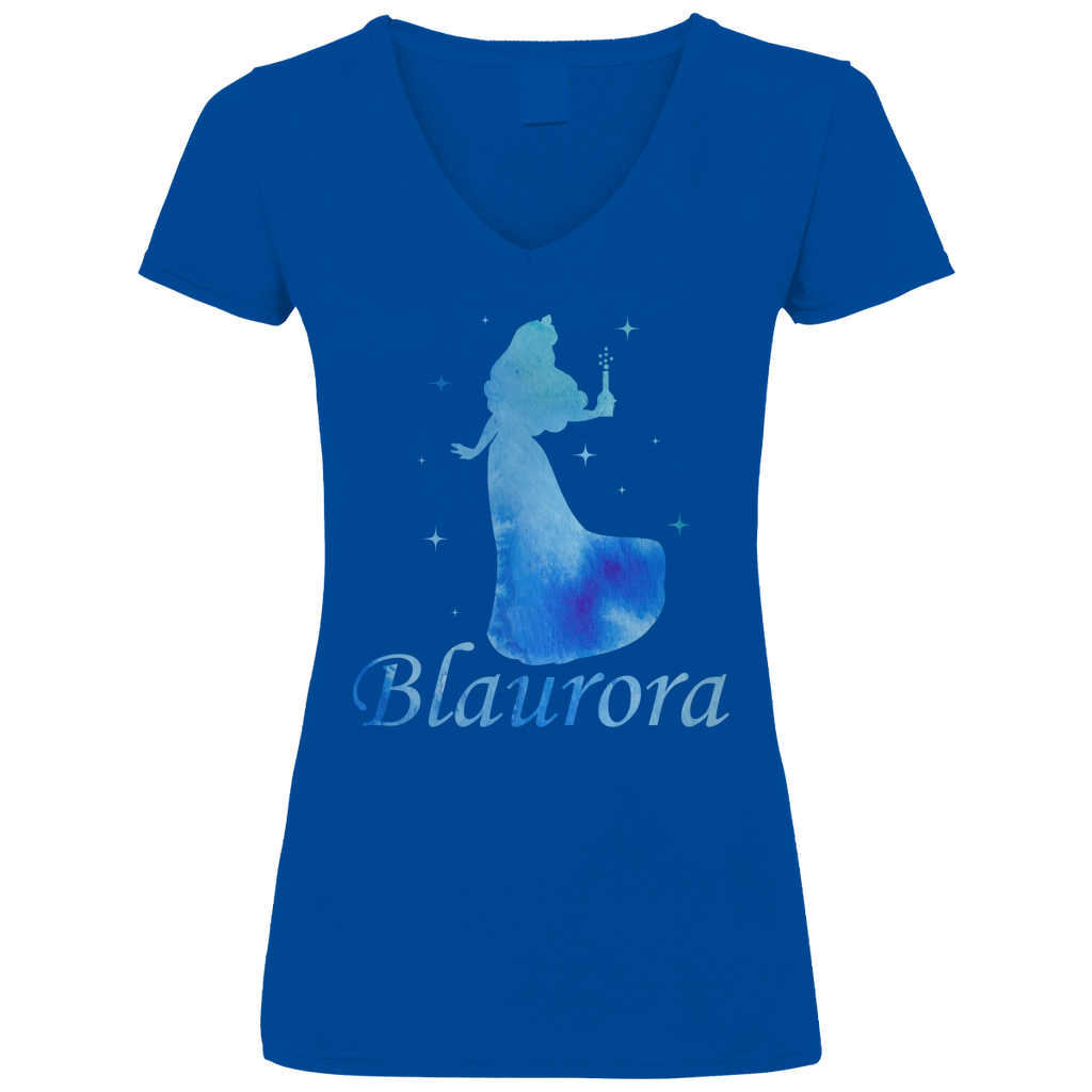 Blaurora - Prinzessin Aquarell - V-Neck Damenshirt