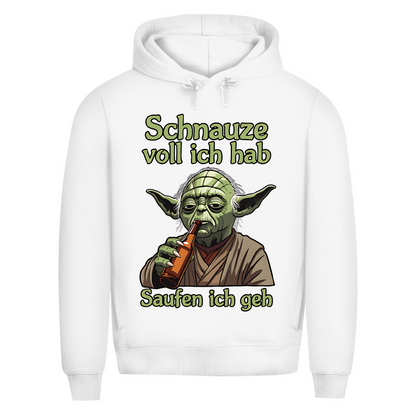 Herren Premium Bio Hoodie Yoda Schnauze Voll Ich Hab Saufen Ich Geh White