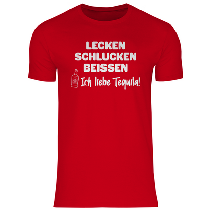 Lecken Schlucken Beissen ich liebe Tequila - Herren Shirt Red
