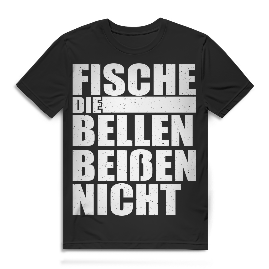 Herren T-Shirt Fische die bellen beißen nicht Angler Bio Baumwolle Black