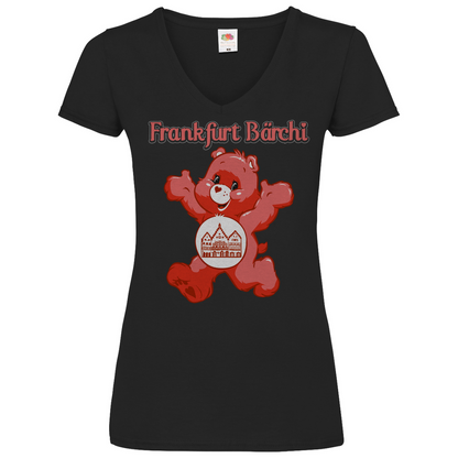 Frankfurt Bärchi - Glücksbärchi - V-Neck Damenshirt Black