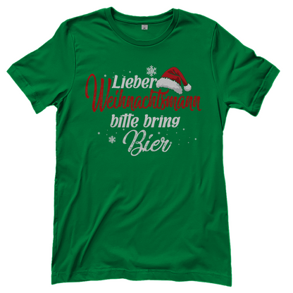 Lieber Weihnachtsmann Partnerlook - bitte bring Bier - Damenshirt Kelly Green