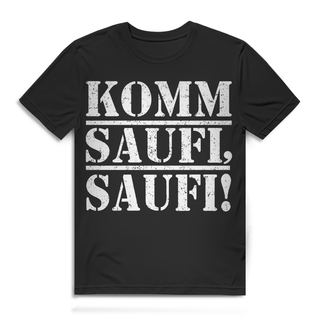 Herren T-Shirt Kommt Saufi Saufi Bier-Shirt Spruch Geschenk Bio Baumwolle Black
