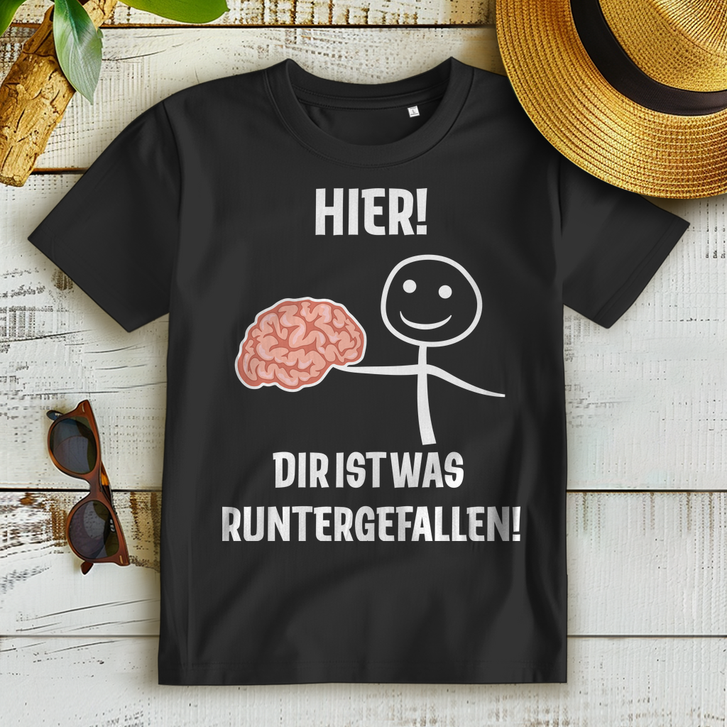 Hier! Dir ist was runtergefallen! - Damen Premium Bio T-Shirt Schwarz