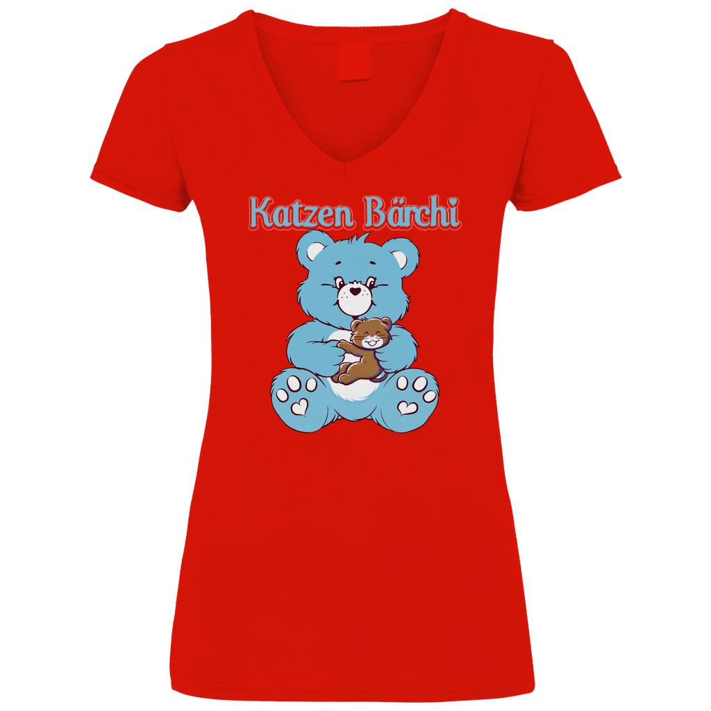 Katzen Bärchi - Glücksbärchi - V-Neck Damenshirt