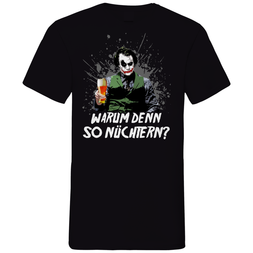 Warum denn so nüchtern? Joker - Herren V-Neck Shirt Black
