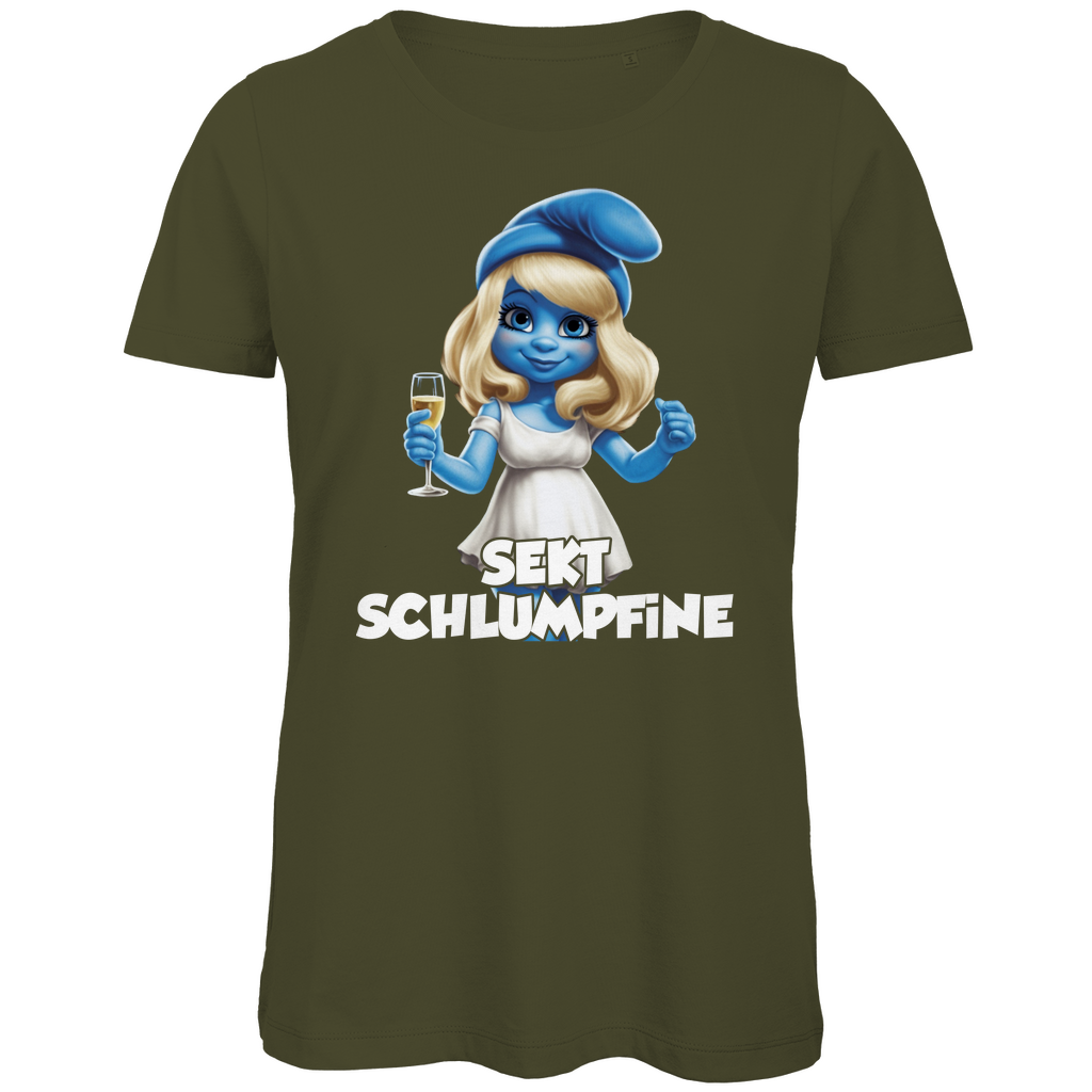 Sekt Schlumpfine Grafik - Damen Premium Bio T-Shirt