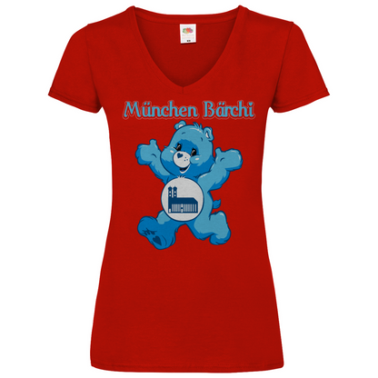 München Bärchi - Glücksbärchi - V-Neck Damenshirt Red
