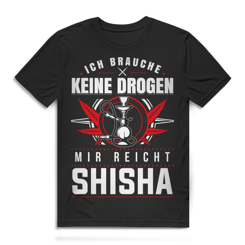 Herren T-Shirt Mir reicht Shisha Wasserpfeife Bekenntnis Bio Baumwolle Black