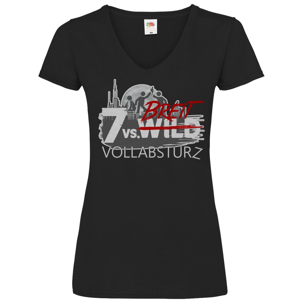 7 vs Breit Vollabsturz - V-Neck Damenshirt