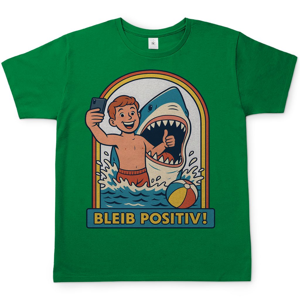 Bleib Positiv Hai Selfie Retro - Herren T-Shirt Kelly Green