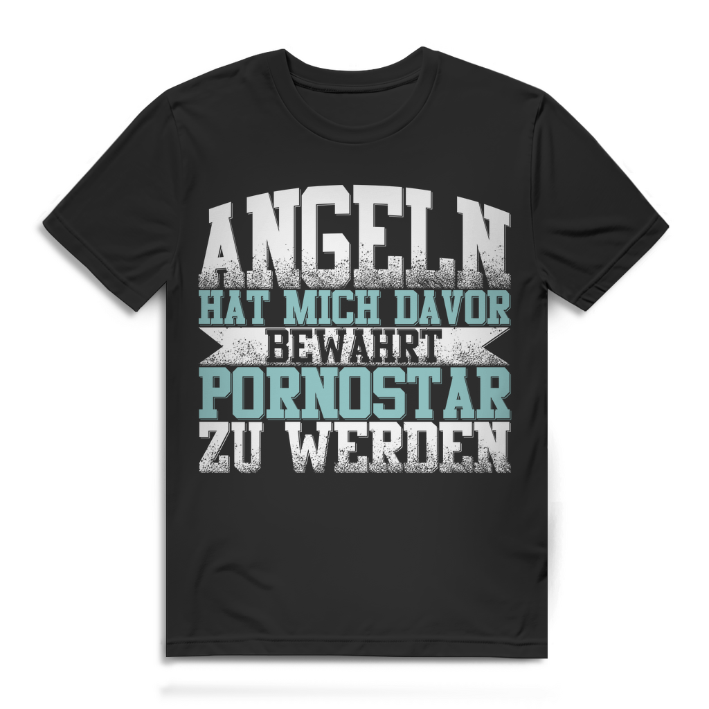 Angler Funshirt Männer – Angeln hat mich davor bewahrt Pornostar zu werden Black