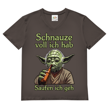 Herren V-Neck T-Shirt Yoda Schnauze Voll Ich Hab Saufen Ich Geh Light Graphite Solid