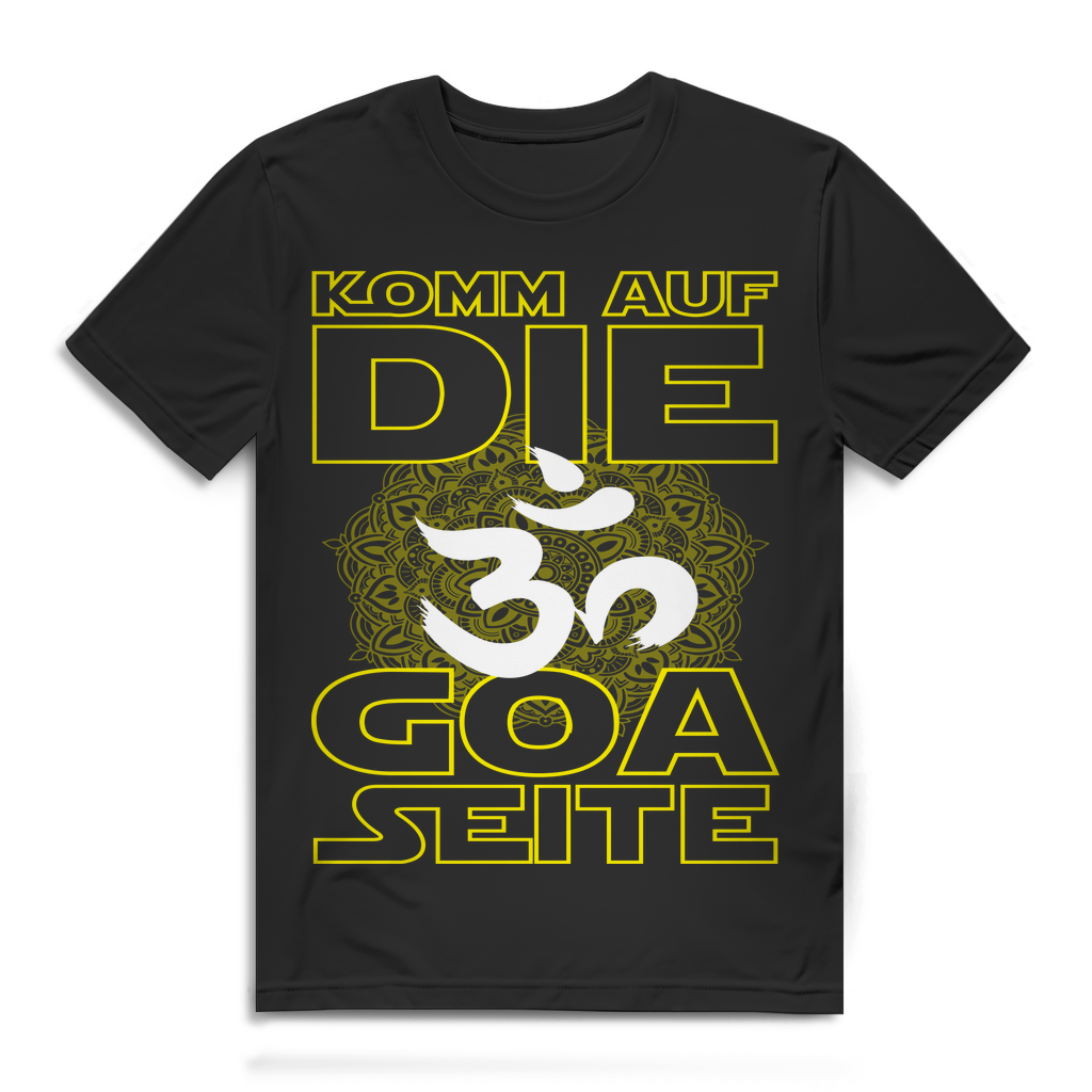 Goa Festival Shirt Herren – Komm auf die dunkle Seite mit Om &amp; Mandala Print Black