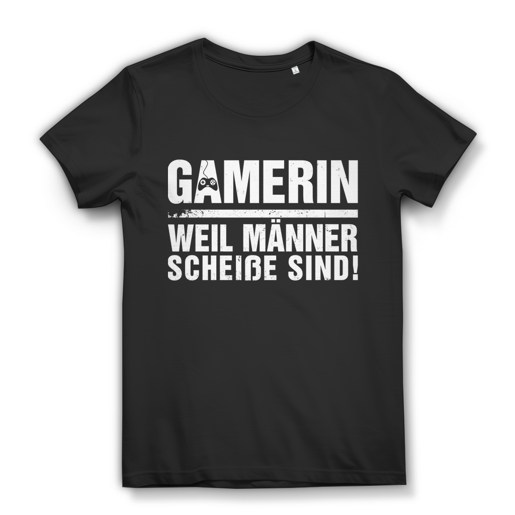 Gamerin Shirt Damen – Lustiges Anti Männer Statement für Gamerinnen Black