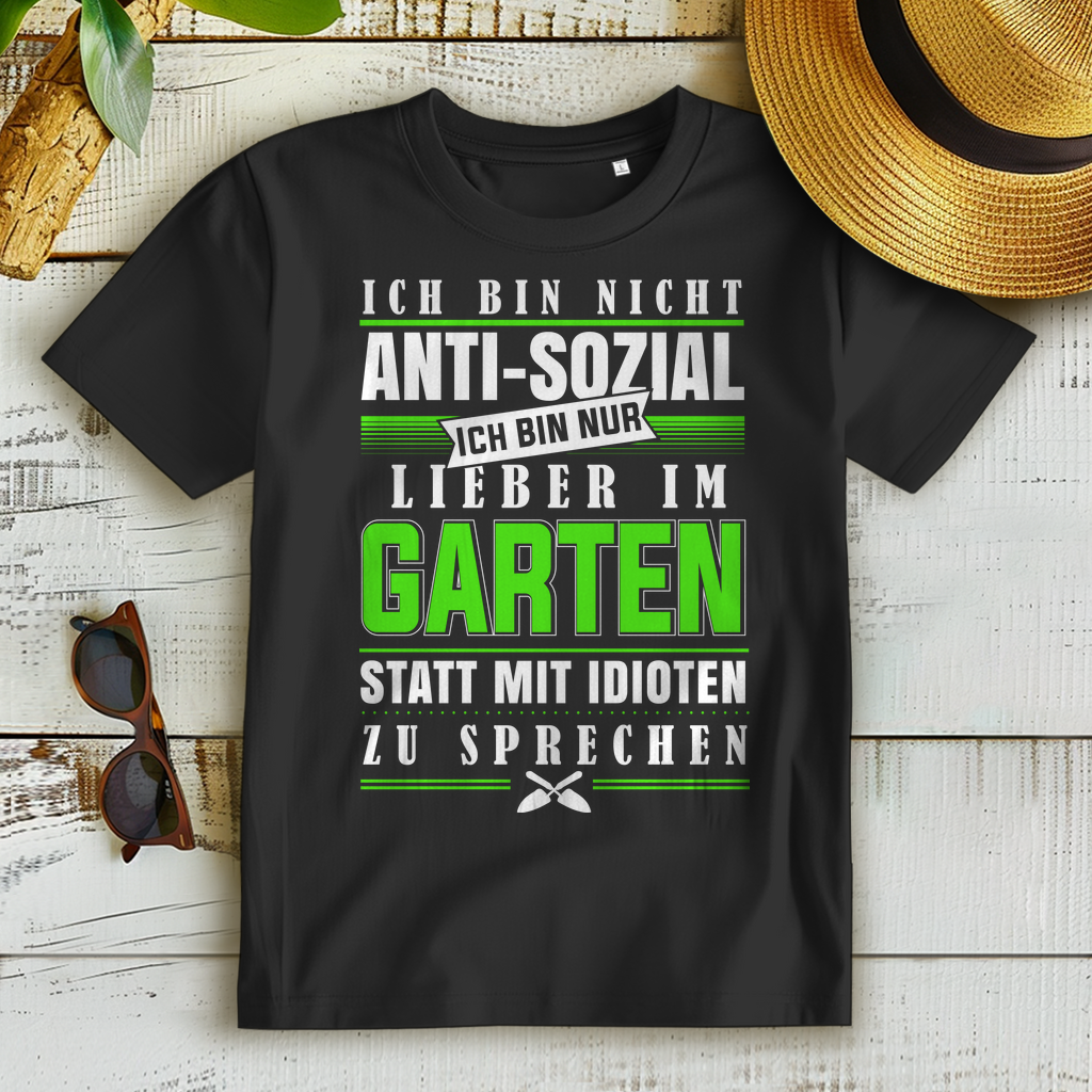 Anti Sozial Garten Shirt Damen – Lieber im Garten als mit Idioten reden