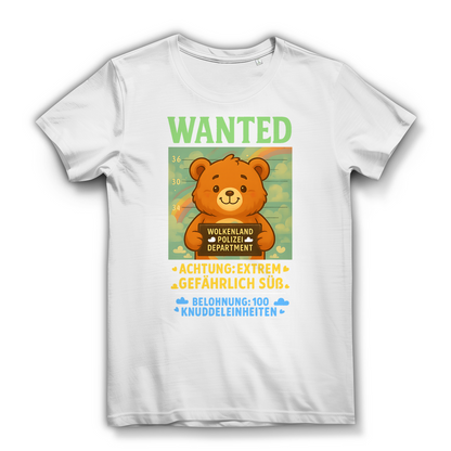 Damen Premium Bio T-Shirt Wanted Glücksbärchi Wolkenland Extrem Gefährlich Süß White