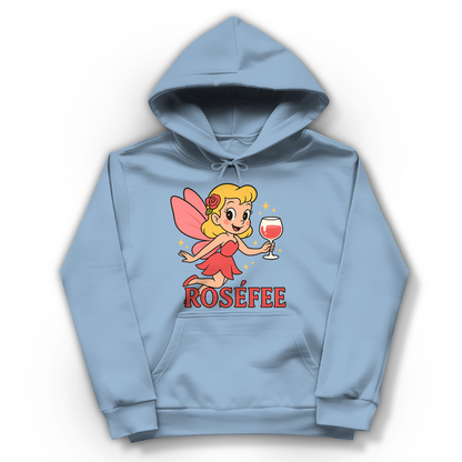 Damen Hoodie ROSÉFEE – Rosé Wein Fee Motiv kuscheliger Kapuzenpullover Sky Blue