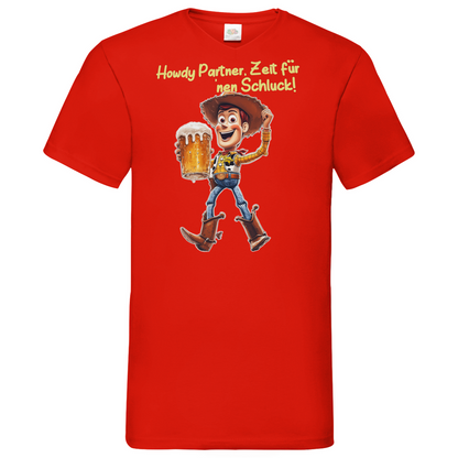Howdy Partner Zeit für nen Schluck - Woody Toy Story - Herren V-Neck Shirt