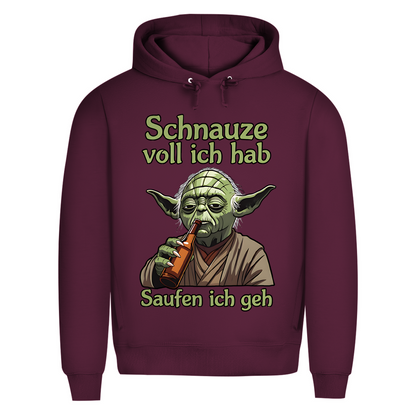 Herren Premium Bio Hoodie Yoda Schnauze Voll Ich Hab Saufen Ich Geh Burgundy