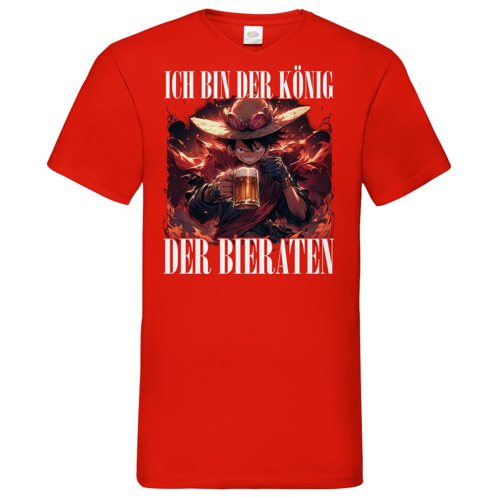 König der Bieraten - One Piece Ruffy - Herren V-Neck Shirt Red